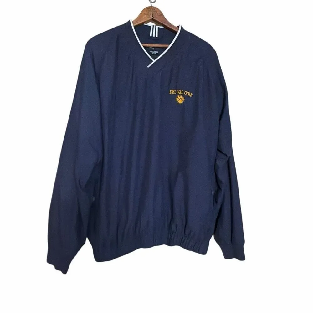 Adidas Del Val‎ Golf Climashell V-Neck Pullover Windbreaker Jacket Navy Blue XL